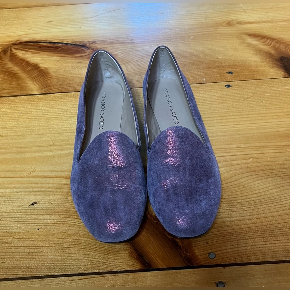 Franco Sarto Purple Metallic Suede Flats